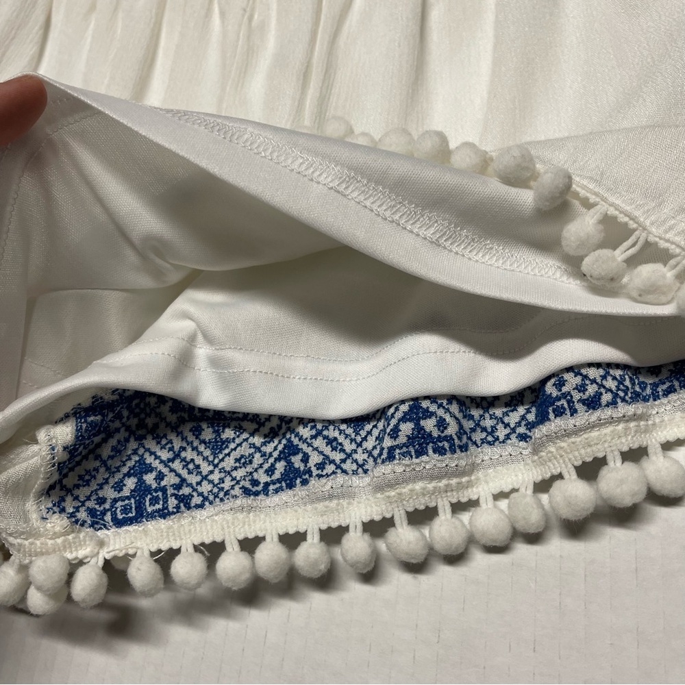 High Waist White and Blue Athletic Shorts - Picture 5 of 9